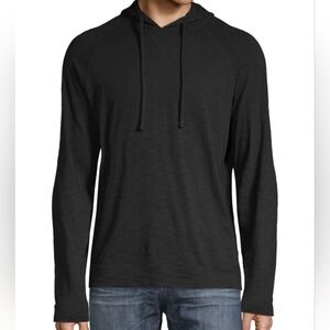 Vince Men's Long Sleeve Hoodie Raglan Drawstring Pullover Knit Black Medium M